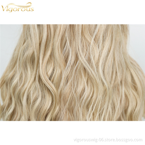 Vigorous Cheap Price Long Curly Wavy Ombre Blonde Wig Synthetic Body Wave Hair Heat Resistant Fiber Wigs For Black White Women